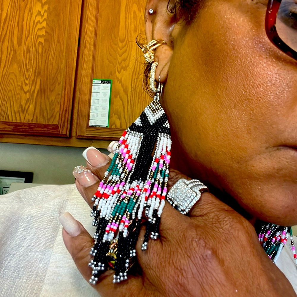 Beaded Zara in black.  Beautiful ethnic addition to your wardrobe.